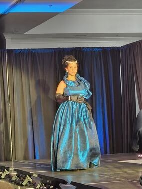Elegant Blue Metallic Evening Gown - Women's Formal Dress